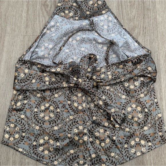 Intimately Free People Bandana Scarf Style Satin Top-Geometric Gold & Sage XS - Picture 4 of 12